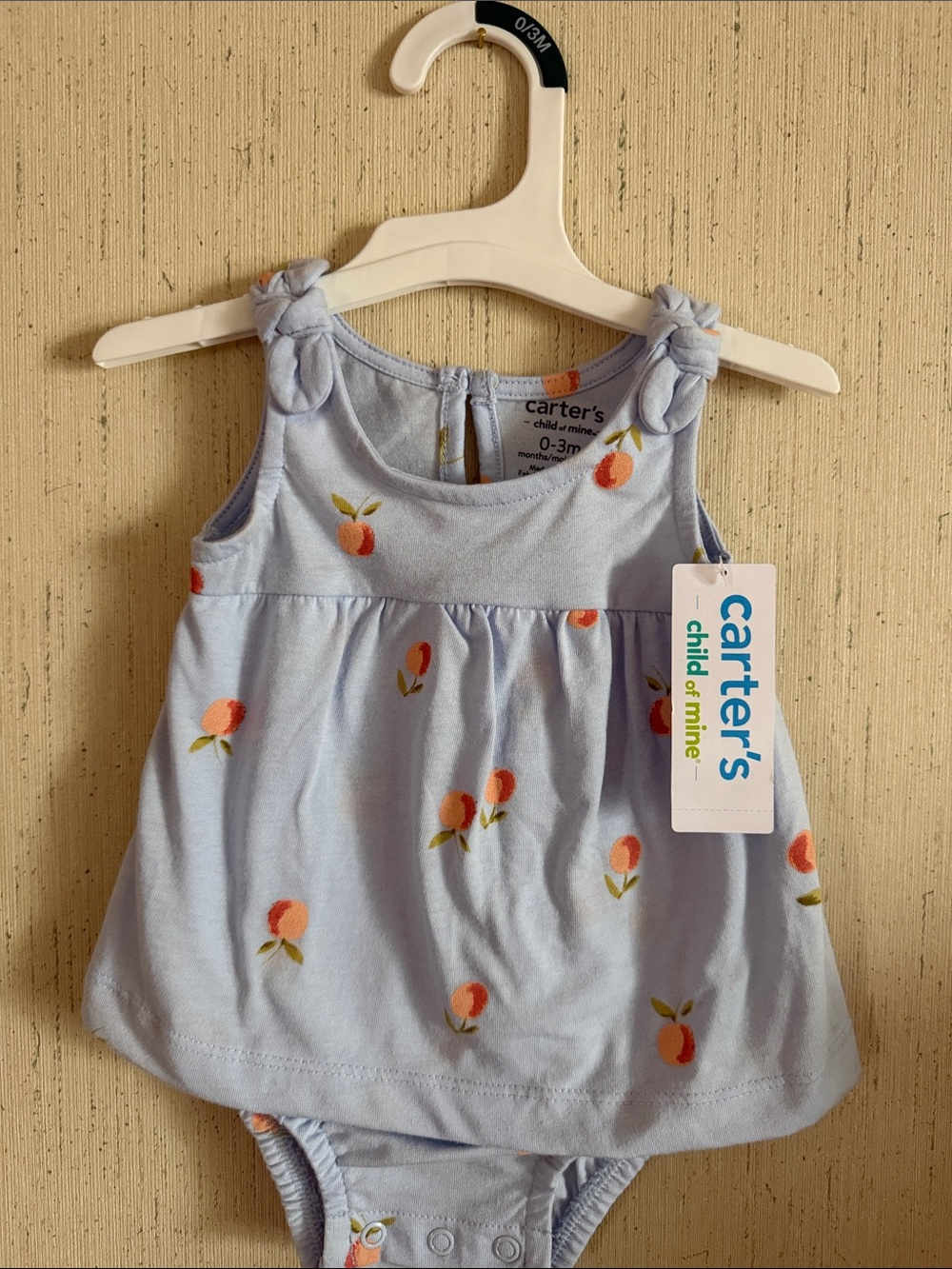 Carter's Light Blue Peach Print Sleeveless Bodysuit Dress